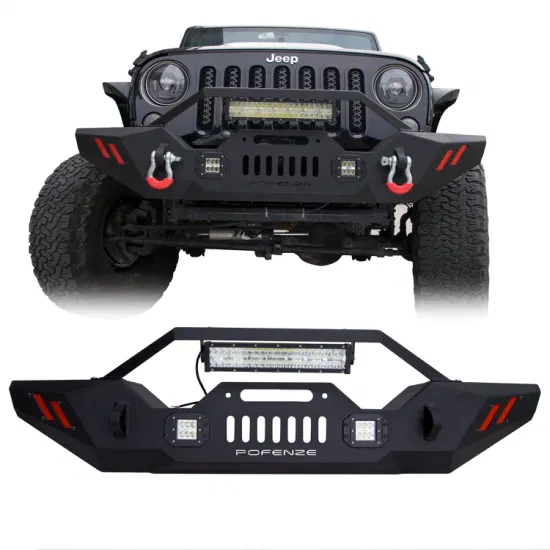 Nueva barra de parachoques con barra de luces LED, parachoques delantero con panel de cabrestante para Jeep Wrangler Jk Jl Gladiator 2007